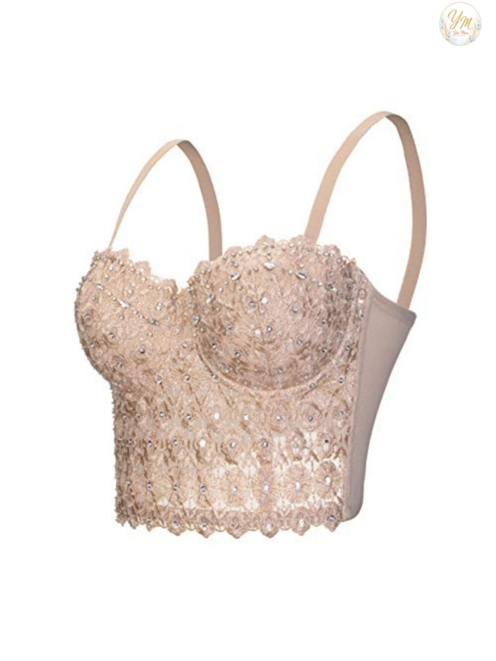 Lace Rhinestone Bustier Corset Crop Top Push Up Party Bra Vest